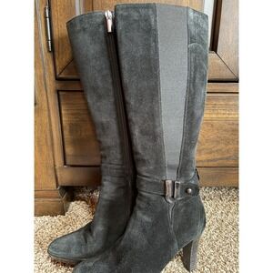 Aquatalia by Marvin K Women' Black Suede Heel Knee High Boots SZ 6